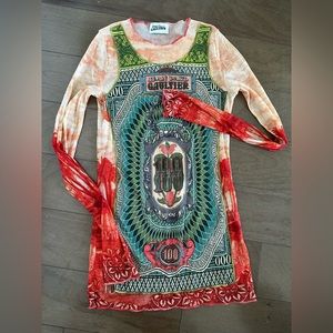Jean Paul Gaultier graphic print king sleeve top